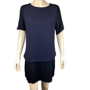 Monrow Womens Dress Size Small NWT Crepe Raglan Colorblock Navy Blue‎ & Black